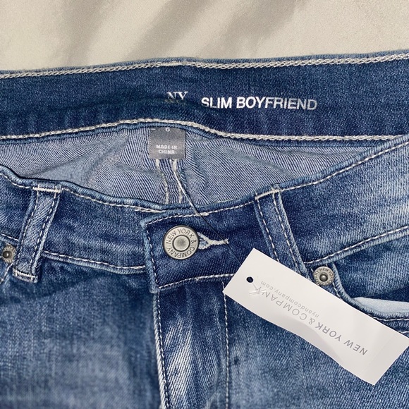 NY&C slim boyfriend fit jeans with plaid stitching - Picture 3 of 4